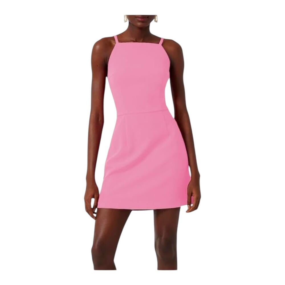French Connection dress Whisper square neck minidress pink size 4 - Picture 5 of 5